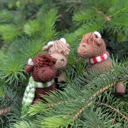 Handmade Knit Highland Cow Holiday Ornament - Fair Trade