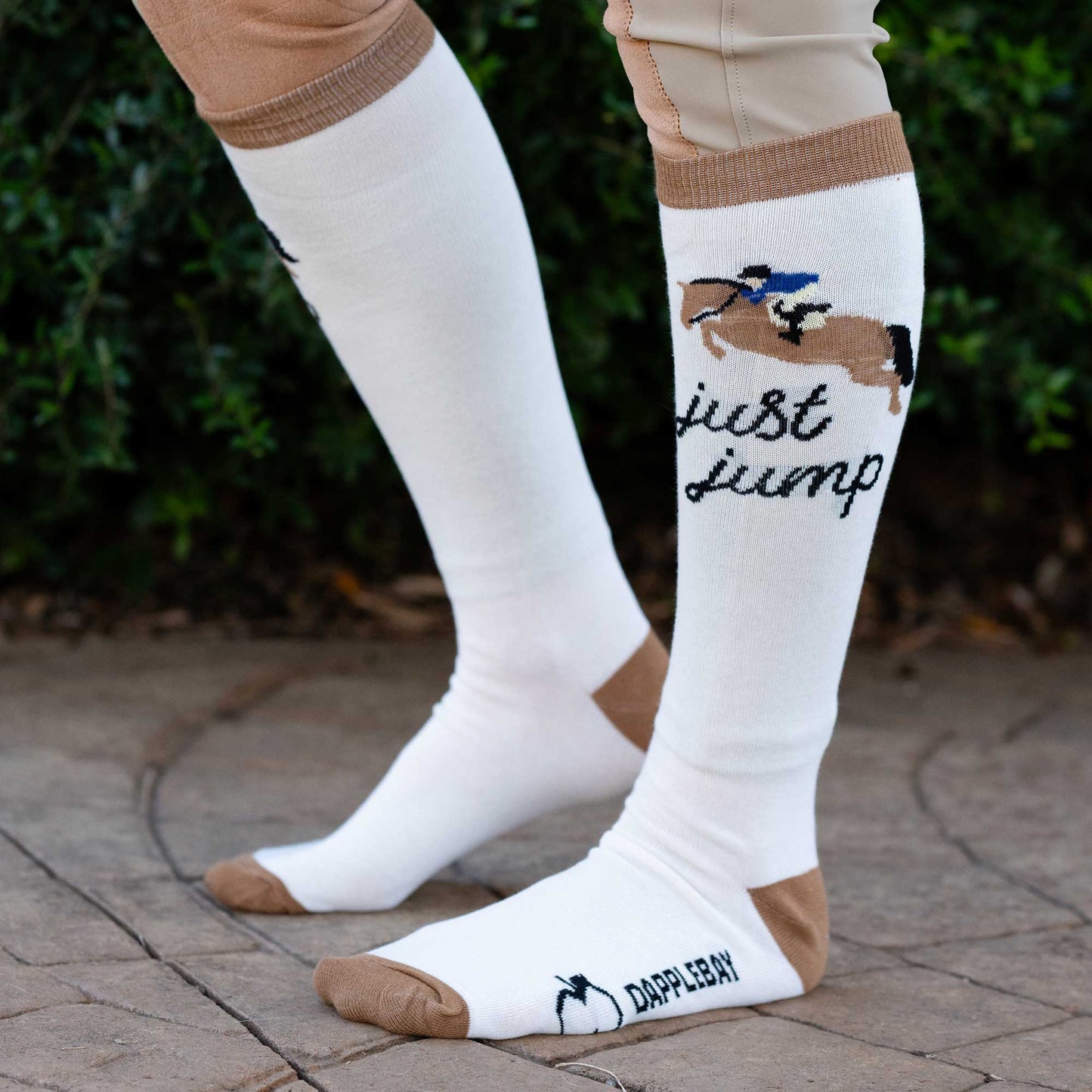 Dapplebay Knit Boot Socks - Just Jump: Natural / One Size
