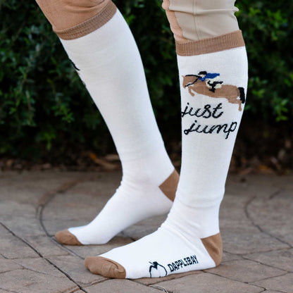 Dapplebay Knit Boot Socks - Just Jump: Natural / One Size