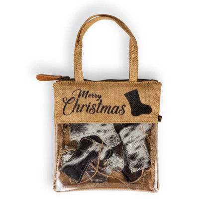 Christmas Stocking Hair-On Hide Ornament Set In Black