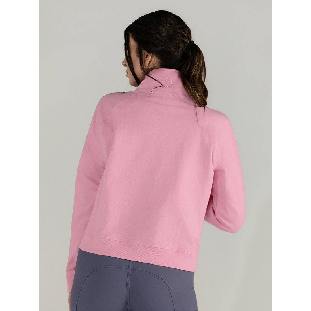 Dapplebay Crest 1/2 Zip French Terry Sweatshirt: Ballet Pink / M