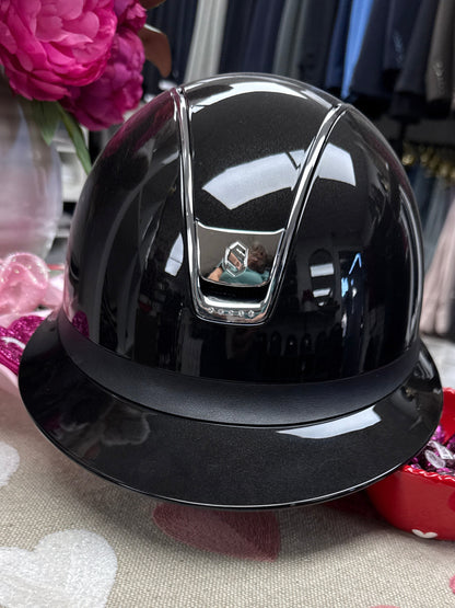 Helmet V2 Miss Glossy - Glossy - Black Chrome Trim & Blazon - 5 Clear Crystal - Samshield Custom 2.0 - MSGBC5