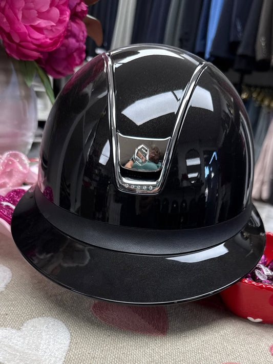 Helmet V2 Miss Glossy - Glossy - Black Chrome Trim & Blazon - 5 Clear Crystal - Samshield Custom 2.0 - MSGBC5