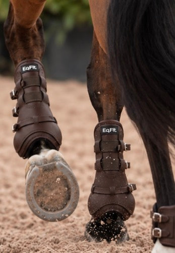 EQUIFIT T-Boot Luxe™ Front Boot - ImpacTeq® Liner - Leather Equitation Brown Ankle Buckle
