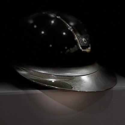 Helmet V2 Miss Glossy - Glossy Top - 356 Black Swarovski Crystal Rail & Black Ultra Fine Rock Blazon - Samshield 2.0 Custom Limited