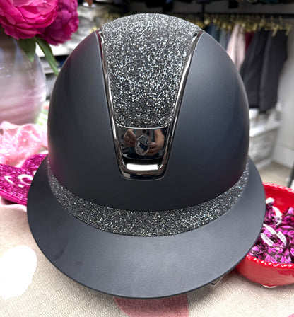 Helmet V2 Miss Matt - Silver Crystal Rock - BlacK Chrome Rails & Blazon- Crystal Rock band - Samshield Custom 2.0 - MSSMROCK