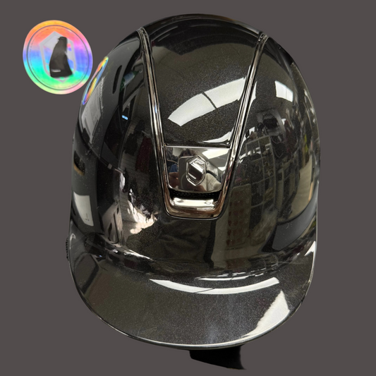 Helmet Reg V1 Glossy - Glossy Top - Black Chrome Blazon & Rails - Samshield 1.0 Regular Brim - S1B