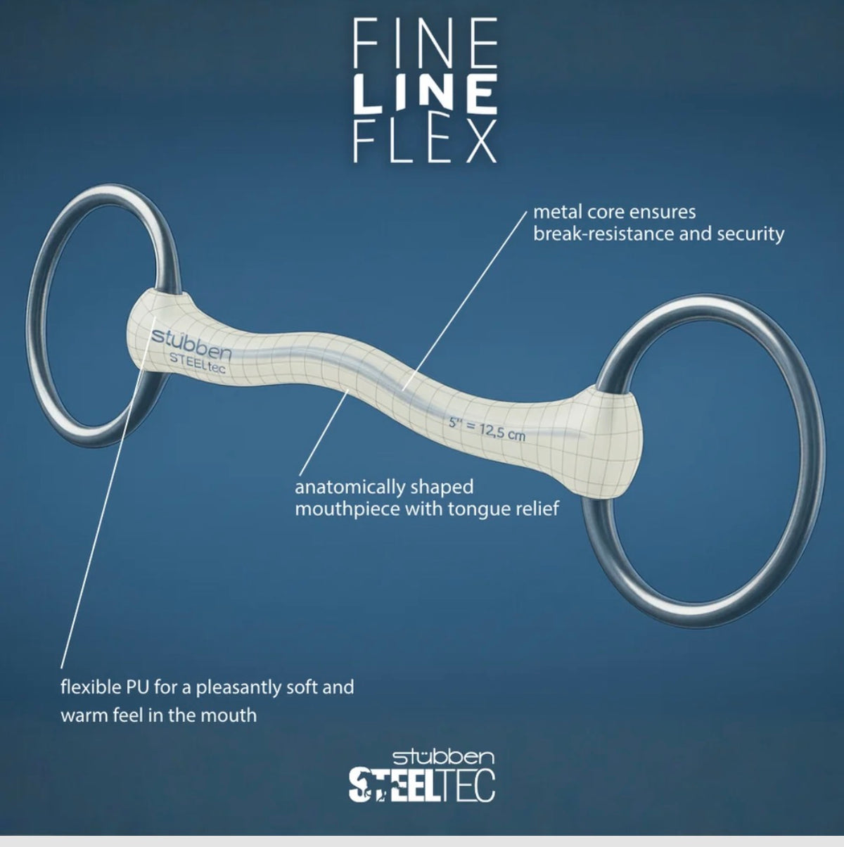Bit D-Ring Stubben Fine Line Flex Anatomic Mouth 16mm