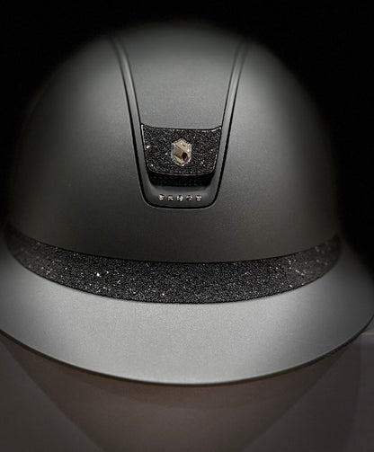 Helmet V2 Miss Matt - Matt - Ultra Fine Jet Black Swarovski Crystal Band & Blazon - Black Matt Rails - 5 Jet Hematite Swarovski Crystal - Samshield Custom 2.0 - CV2UFR