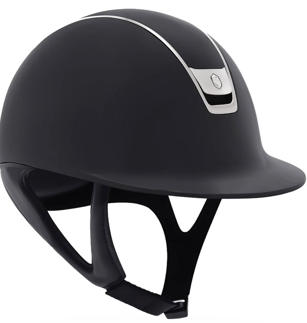Helmet V1 Reg Matt - Matt - Chrome Blazon &  Rails - Samshield Regular Brim 1.0 - S1RC