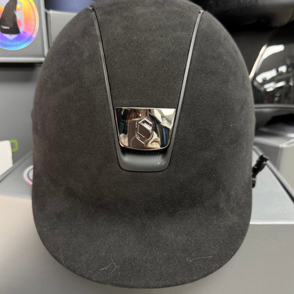 Helmet Reg V1 Alcantara - Alcantara Top - Black Chrome Blazon & Matt Rails - Samshield 1.0 Regular Brim -S1A