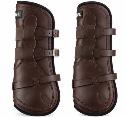 EQUIFIT T-Boot Luxe™ Front Boot - ImpacTeq® Liner - Leather Equitation Brown Ankle Buckle