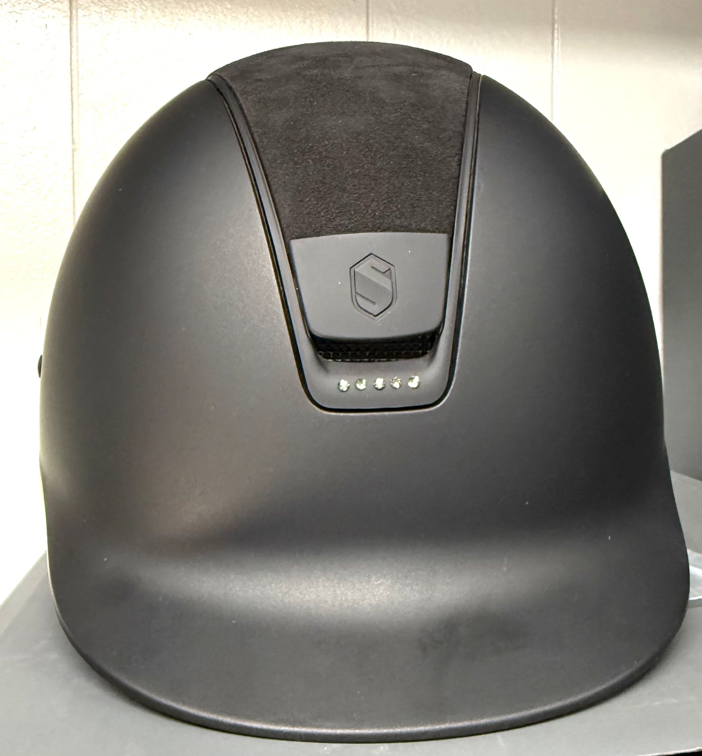 Helmet V1 Reg Matt - Alcantara Top - Black Matt Rails & Blazon - 5 Clear Crystal -Samshield 1.0 - S1SC