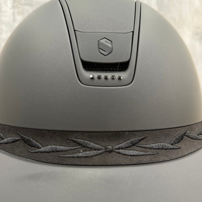 Helmet V2 Miss Matt - Matt - Black Matt Blazon & Rails - Alcantara Embroidery Band - 5 Jet Hermtite Swarovski Crystal - Samshield 2.0 Custom Limited Blackout Darkline