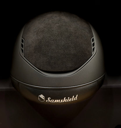 Helmet V2 Miss Matt Limited - Alcantara -  Black Matt Blazon & Rails - Black Alcantara Band - 5 Jet Hermitite Limited Swarovski Crystal - Samshield Fast Custom Limited Black #6 06 - MS2LAC5