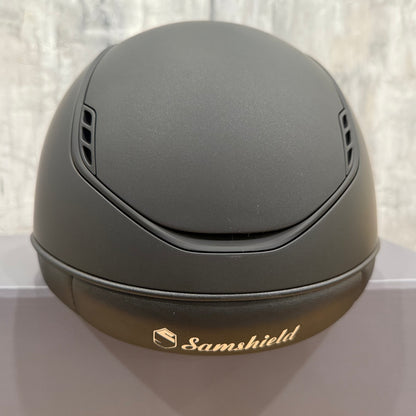 Helmet V2 Miss Matt - Matt - Black Matt Blazon & Rails - Alcantara Embroidery Band - 5 Jet Hermtite Swarovski Crystal - Samshield 2.0 Custom Limited Blackout Darkline