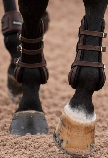 EQUIFIT T-Boot Luxe™ Front Boot - ImpacTeq® Liner - Leather Equitation Brown Ankle Buckle