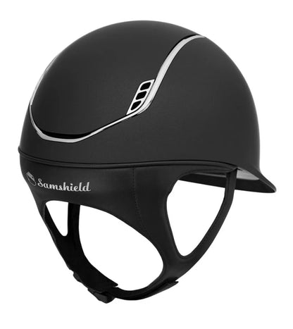 Helmet V2 Miss Matt - Matt - Black Chrome Rails & Blazon - 5 Clear Swarovski Crystal - Samshield 2.0 Custom - MSBC5