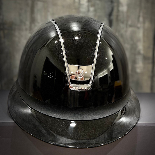 Helmet V2 Miss Glossy - Glossy - Chrome Rails & Blazon - 5 Clear Swarovski Crystal - Samshield Custom 2.0