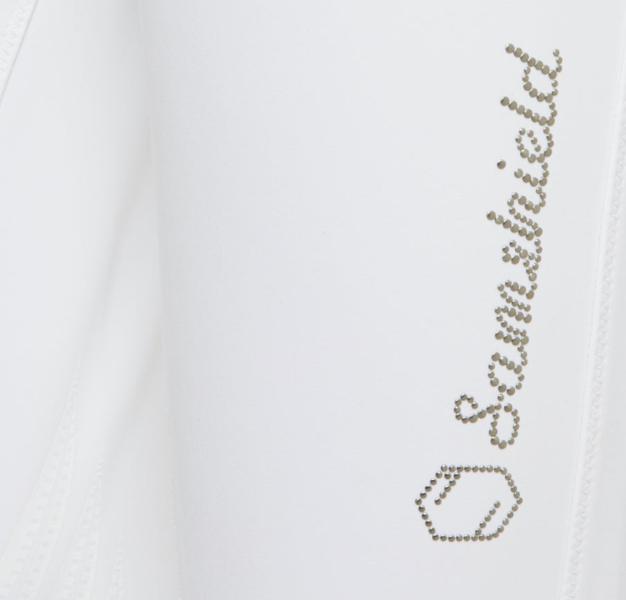 Samshield Ladies Adele Mid Rise Breech White Metal Dot Logo l Detail