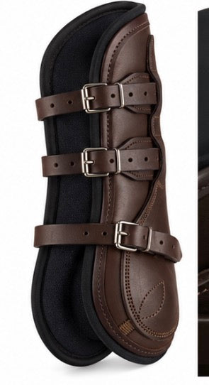 EQUIFIT T-Boot Luxe™ Front Boot - ImpacTeq® Liner - Leather Equitation Brown Ankle Buckle
