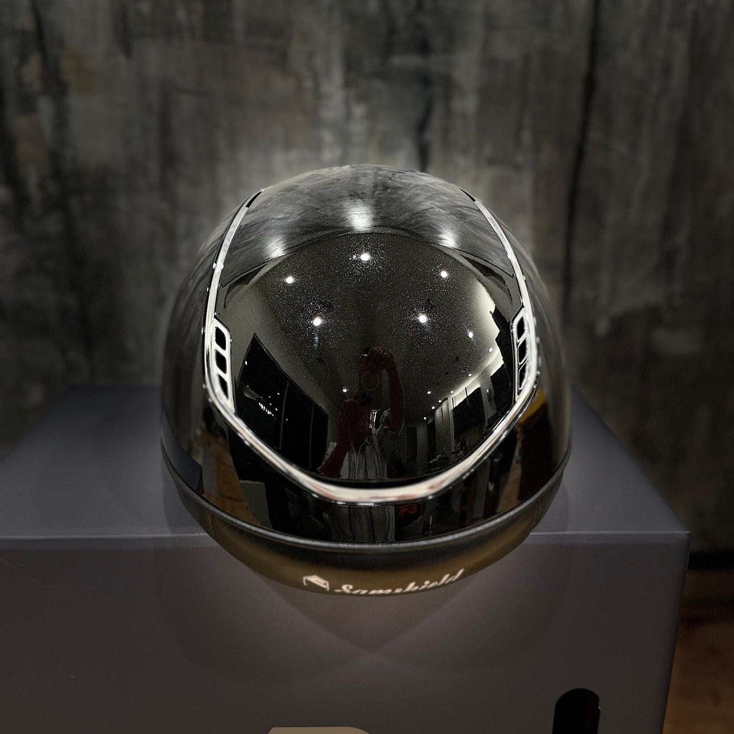 Helmet V2 Miss Glossy - Glossy - Chrome Rails & Blazon - 5 Clear Swarovski Crystal - Samshield Custom 2.0