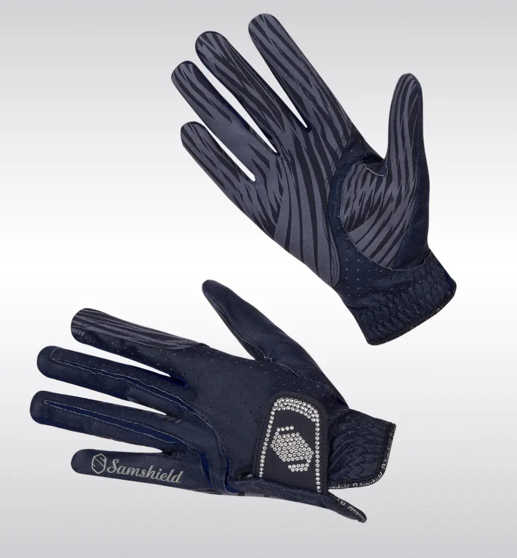 Gloves Samshield Riding Show V Skin Swarovski Jumper Riding Glove Black