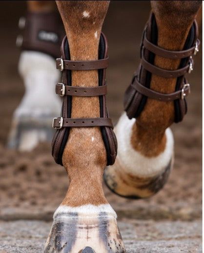 EQUIFIT T-Boot Luxe™ Front Boot - ImpacTeq® Liner - Leather Equitation Brown Ankle Buckle