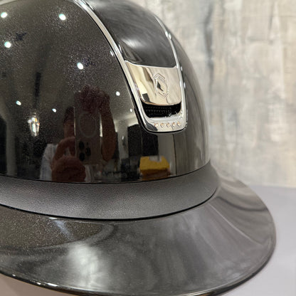 Helmet V2 Miss Glossy - Glossy - Chrome Rails & Blazon - 5 Clear Swarovski Crystal - Samshield Custom 2.0
