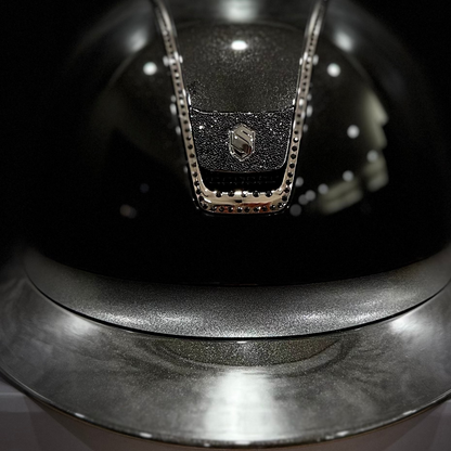 Helmet V2 Miss Glossy - Glossy Top - 356 Black Swarovski Crystal Rail & Black Ultra Fine Rock Blazon - Samshield 2.0 Custom Limited