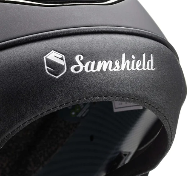 Helmet V2 Miss Matt - Shimmer Top - Black Chrome Rails & Silver Blazon - Samshield Custom 2.0