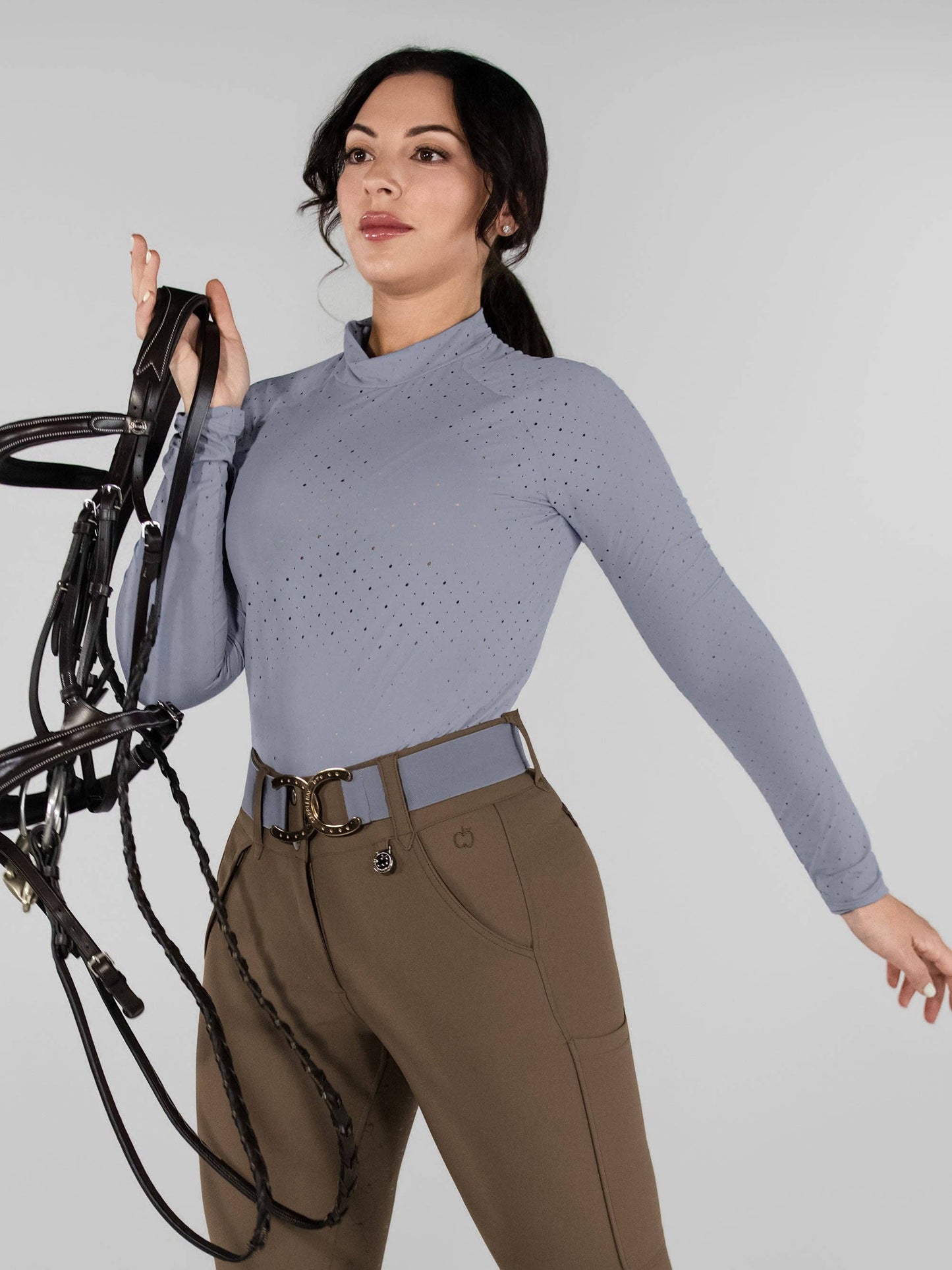 Dapplebay Aircut Mock Neck LS Top-Moonrise: Moonrise / L