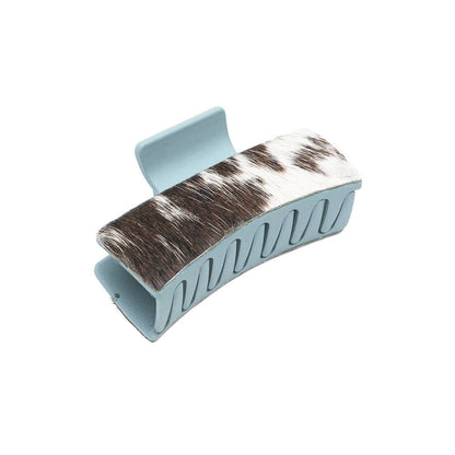 Cactus Bloom Ridge Hair Comb Clip: Turquoise Embossed