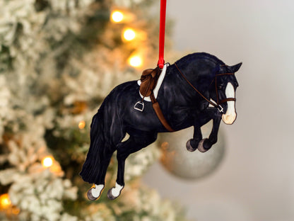 Hunter Jumper Horse Christmas Ornament - Black Sport Horse