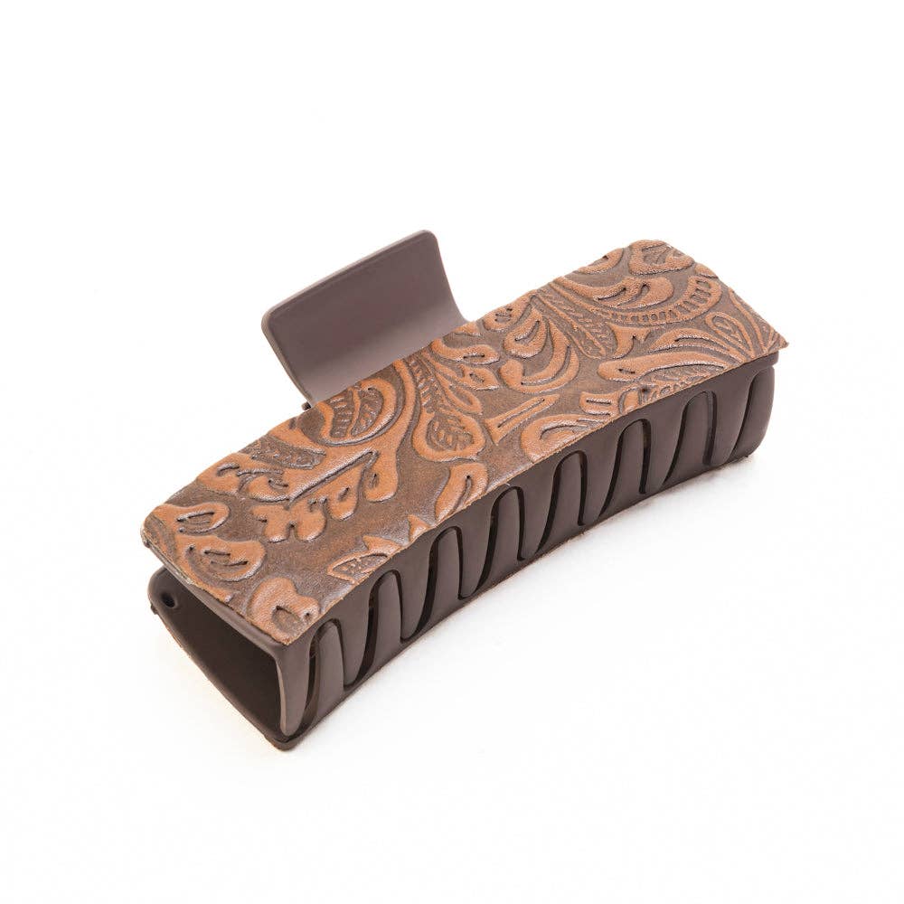 High Vista Hair Comb Clip In Turquoise: Hand-Tooled