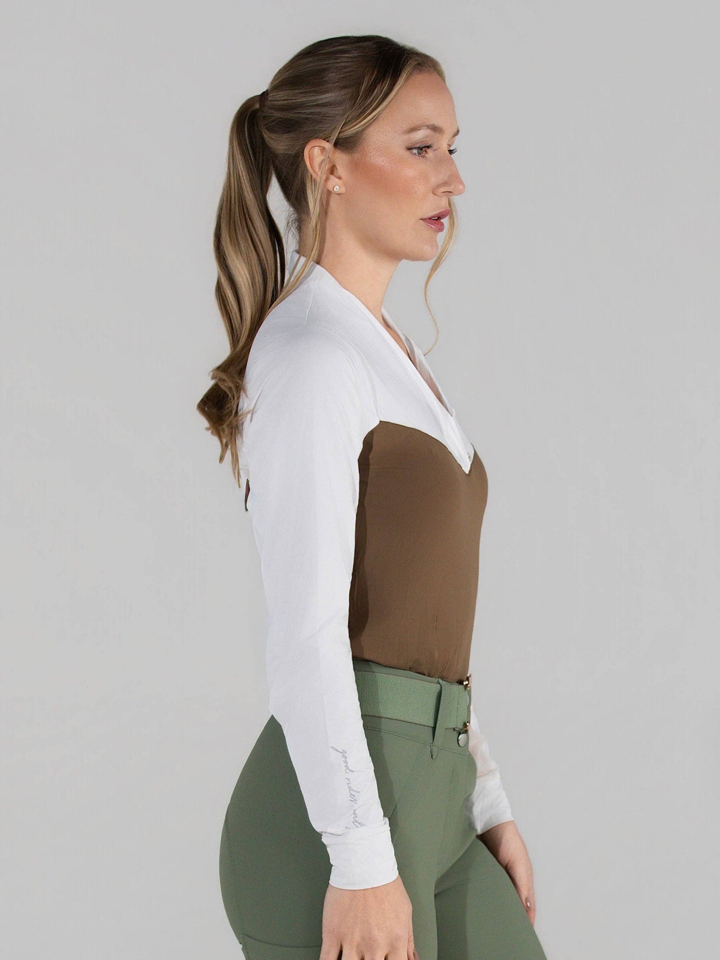 Dapplebay Lady 1/4 Zip LS Show Top-Chestnut: Chestnut / S