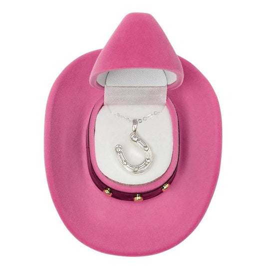 AWST Horseshoe Pendant Necklace-Colorful Cowboy Hat Gift Box