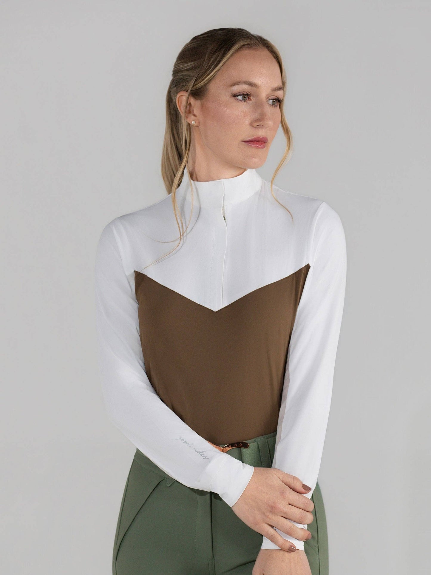 Dapplebay Lady 1/4 Zip LS Show Top-Chestnut: Chestnut / S