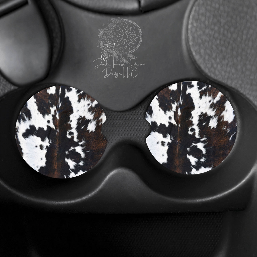 Cow Hide Patterned Car Coasters: Neoprene (Soft)