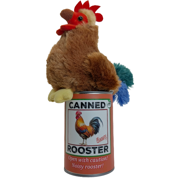 Canned Rooster | Farm Animal Plush w/Jokes | Unique Gift: Regular Lid