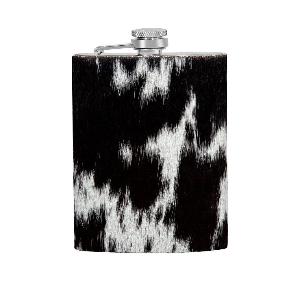 Mountain Trail Flask in Dark Hair-on Hide: (6 OZ)