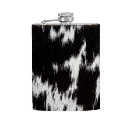 Mountain Trail Flask in Dark Hair-on Hide: (6 OZ)