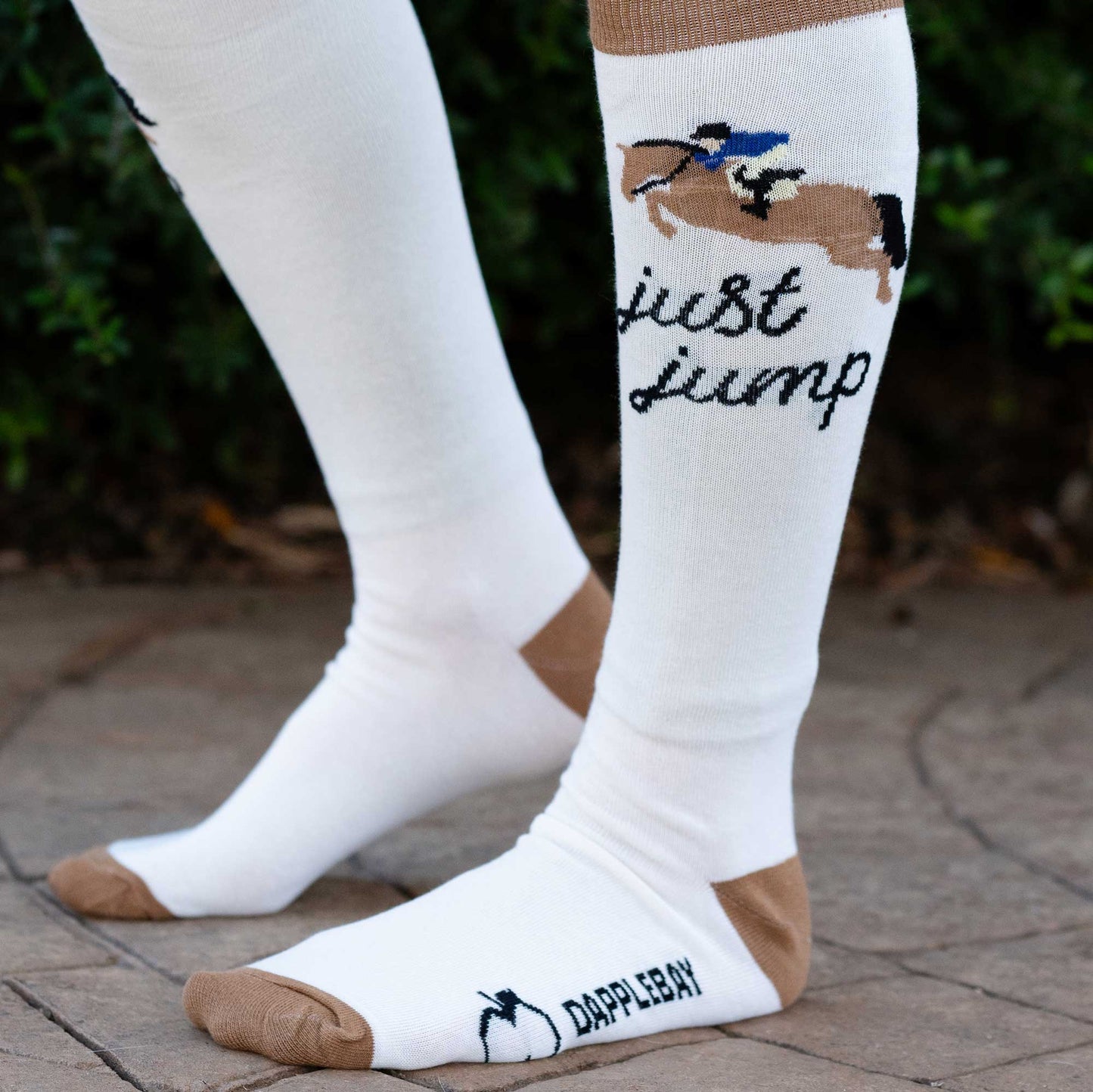 Dapplebay Knit Boot Socks - Just Jump: Natural / One Size