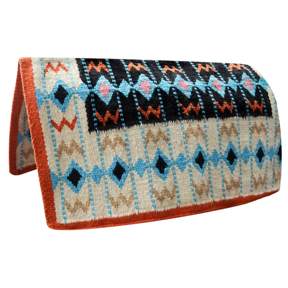 TuffRider Durango Western Woven Saddle Blanket: Light Blue / 34x36