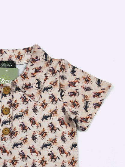 Roping Bulls Boy Collar Shirt: 9/10 yrs