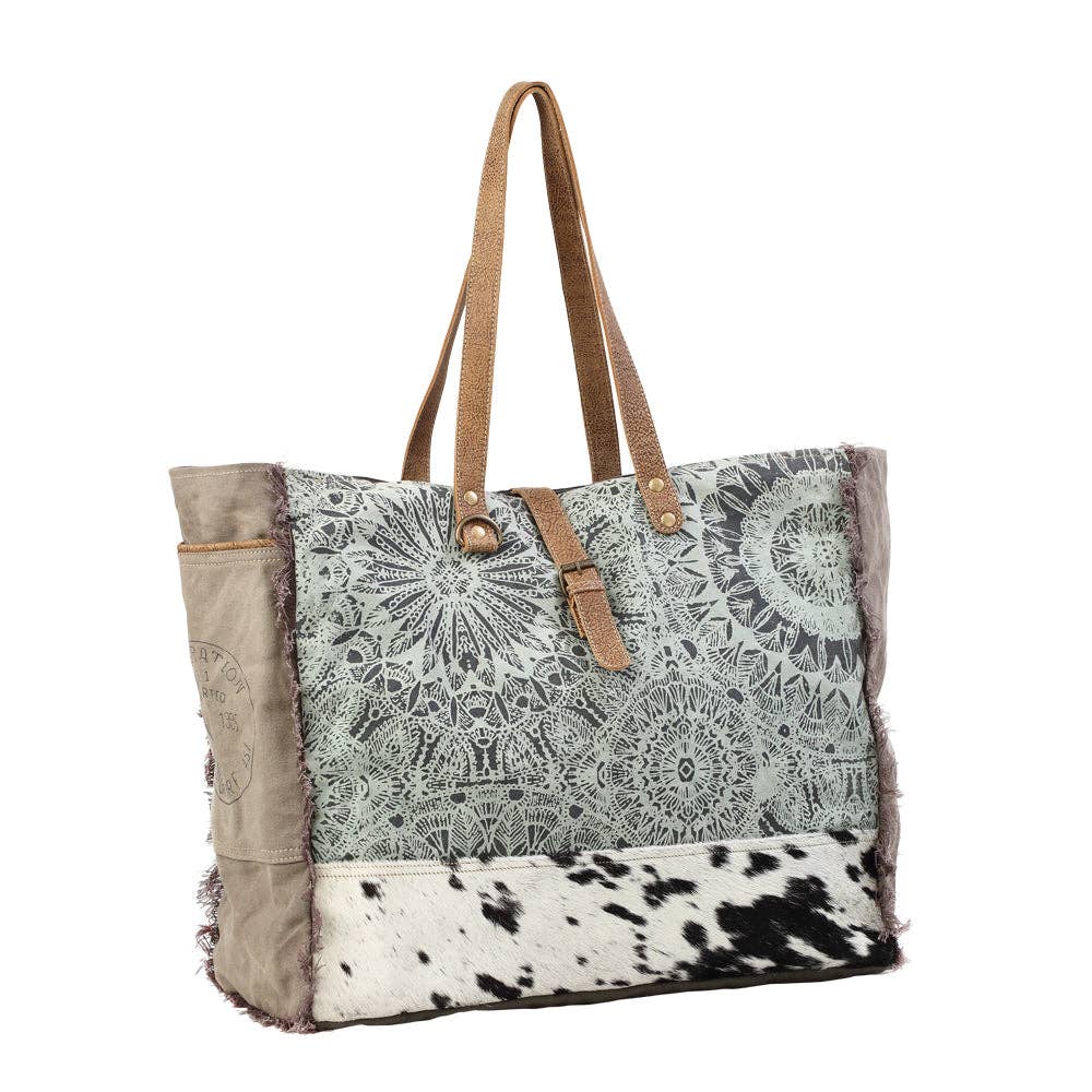 Green Floral Print Weekender Bag: Green Floral