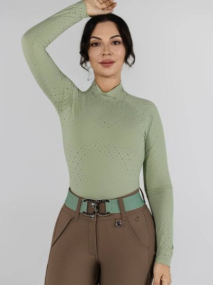 Dapplebay Aircut Mock Neck LS Top-Sage: SAGE / M