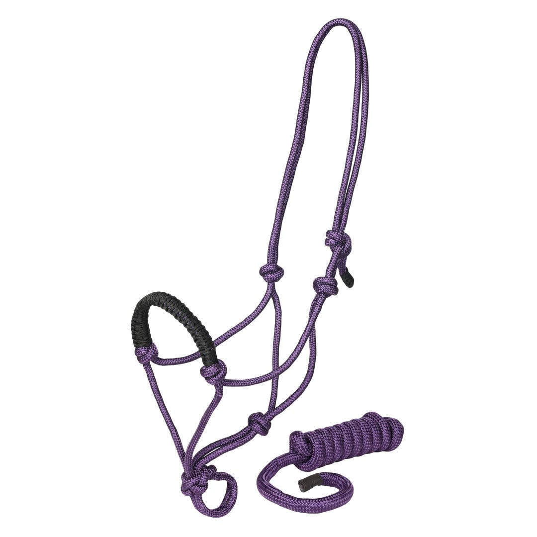 TuffRider Rugged Rope Halter Braided Noseband with matching lead: Violet / Horse