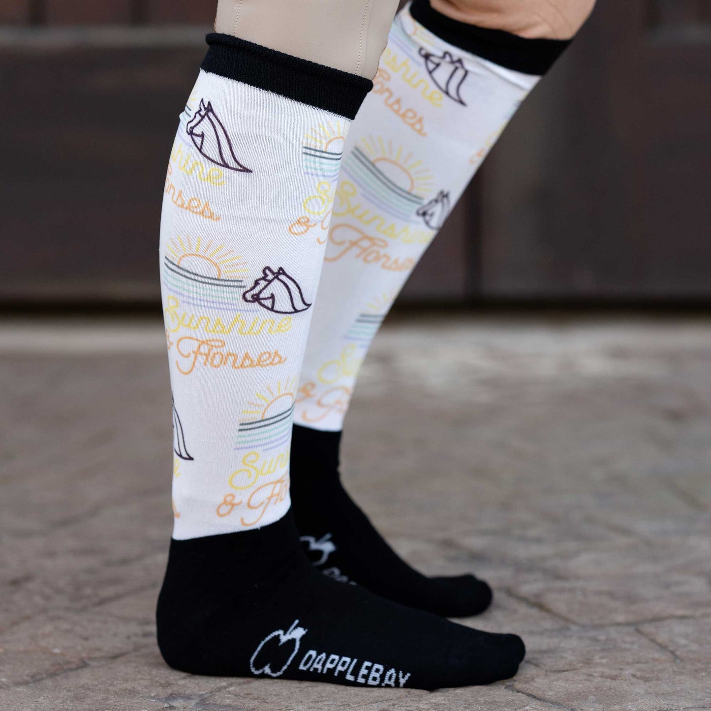 Dapplebay Slick Boot Socks - Sunshine & Horses: Multi / One Size