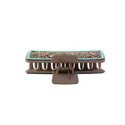 High Vista Hair Comb Clip In Turquoise: Hand-Tooled